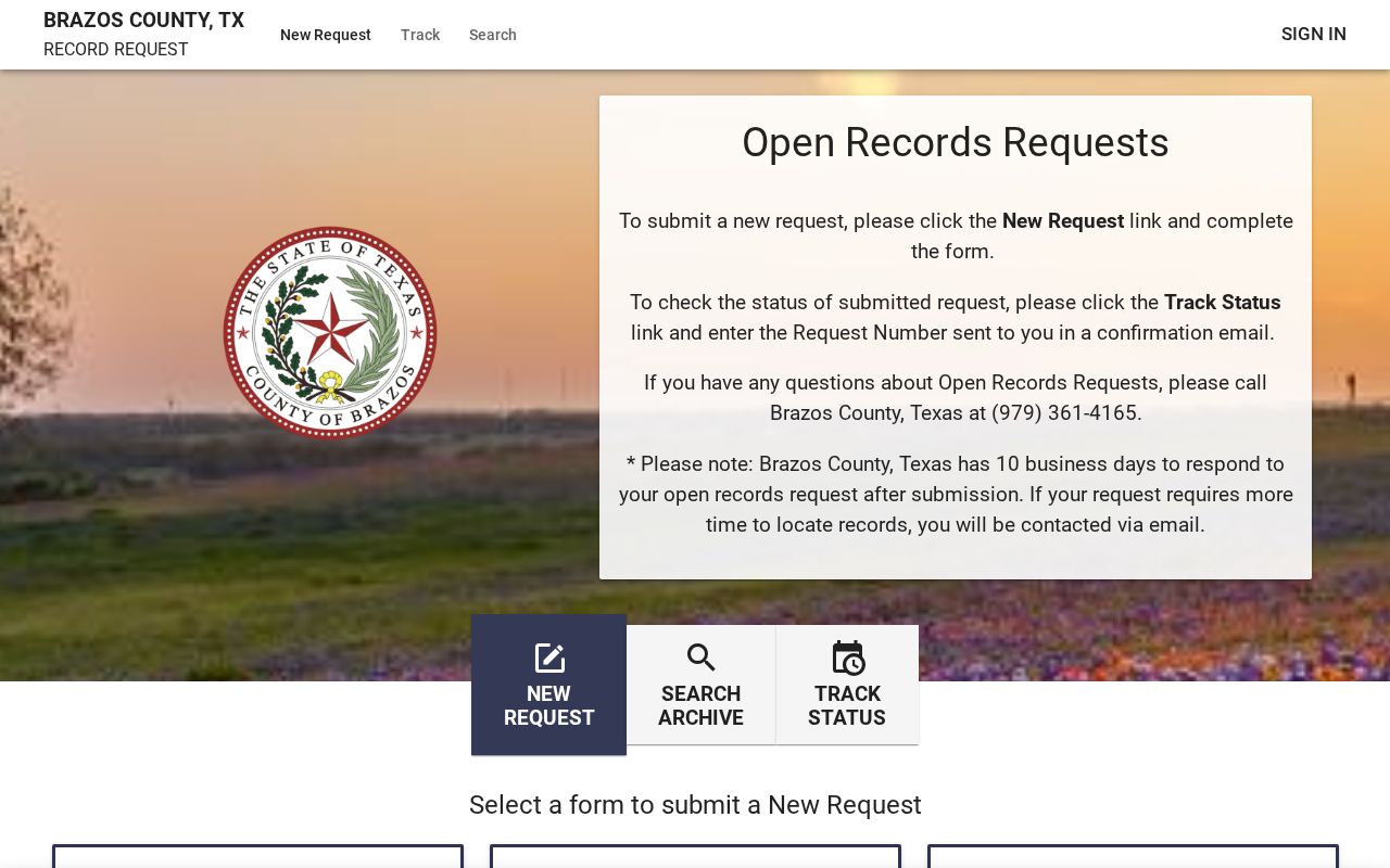Brazos County arrest history JustFOIA request channel