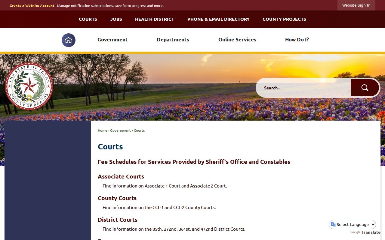 Brazos County official courts directory