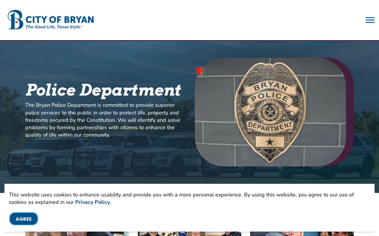Bryan criminal history Police Department official page